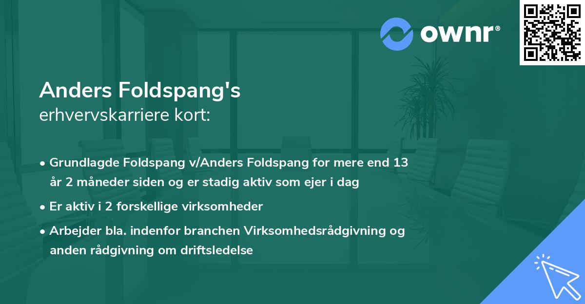 Anders Foldspang's erhvervskarriere kort