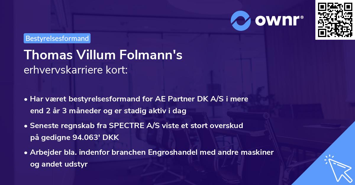 Thomas Villum Folmann's erhvervskarriere kort