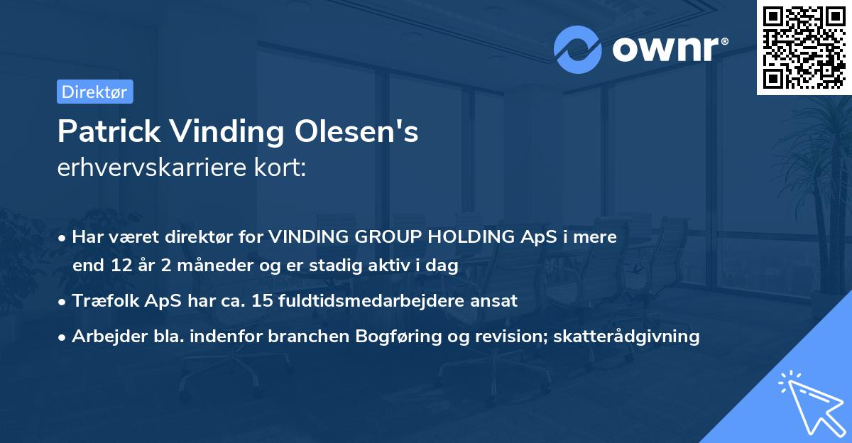 Patrick Vinding Olesen's erhvervskarriere kort
