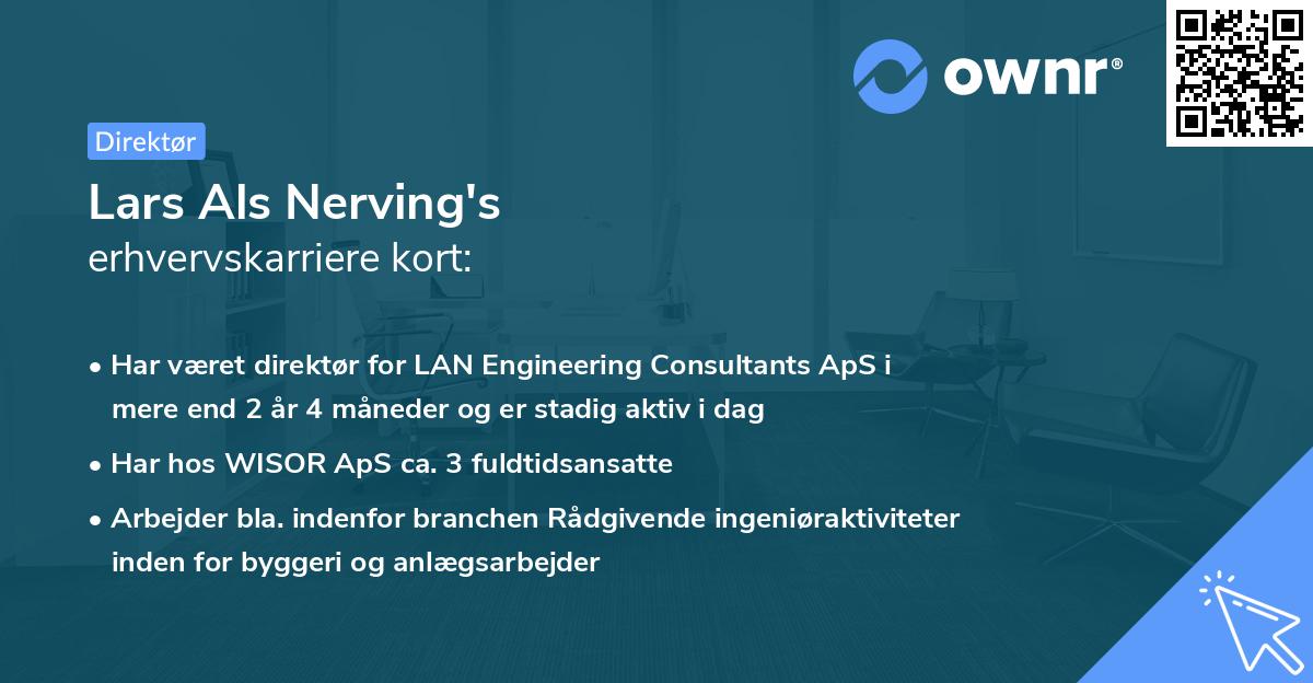 Lars Als Nerving's erhvervskarriere kort