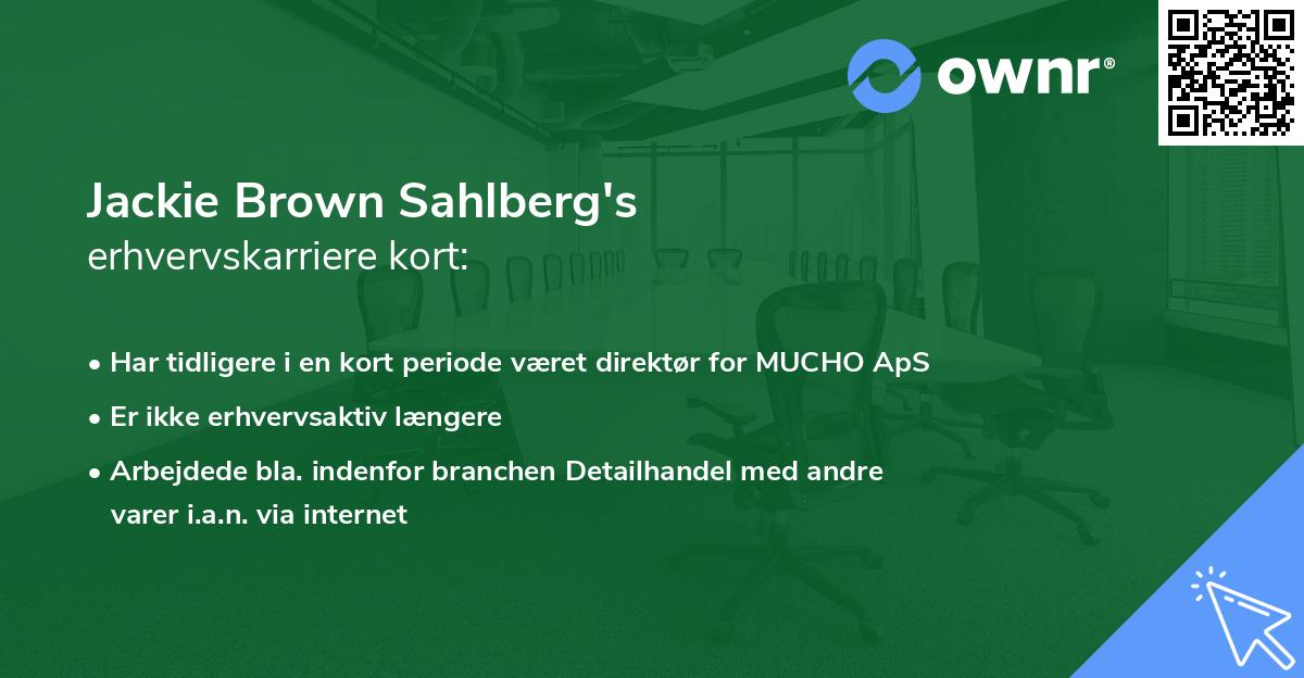 Jackie Brown Sahlberg's erhvervskarriere kort