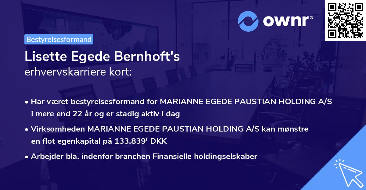 Lisette Egede Bernhoft's erhvervskarriere kort