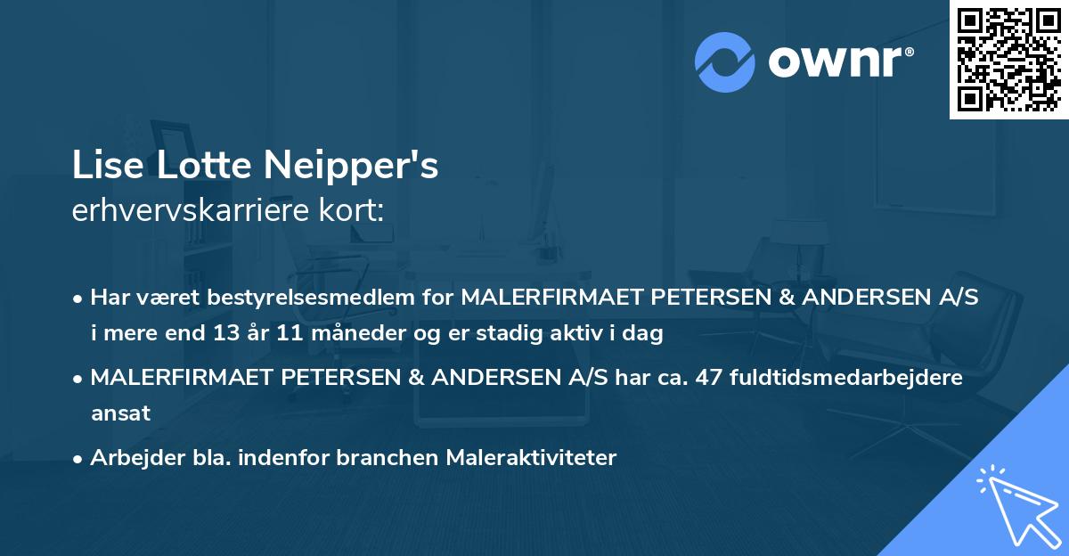 Lise Lotte Neipper's erhvervskarriere kort