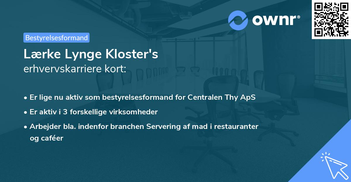 Lærke Lynge Kloster's erhvervskarriere kort