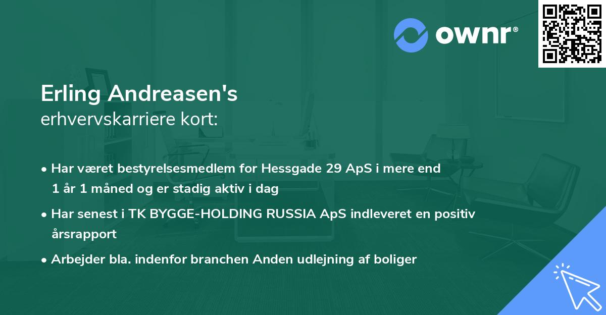 Erling Andreasen's erhvervskarriere kort