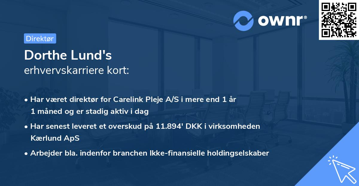 Dorthe Lund's erhvervskarriere kort