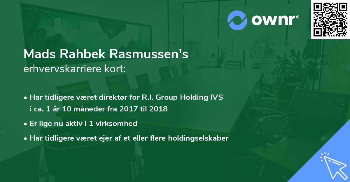 Mads Rahbek Rasmussen's erhvervskarriere kort