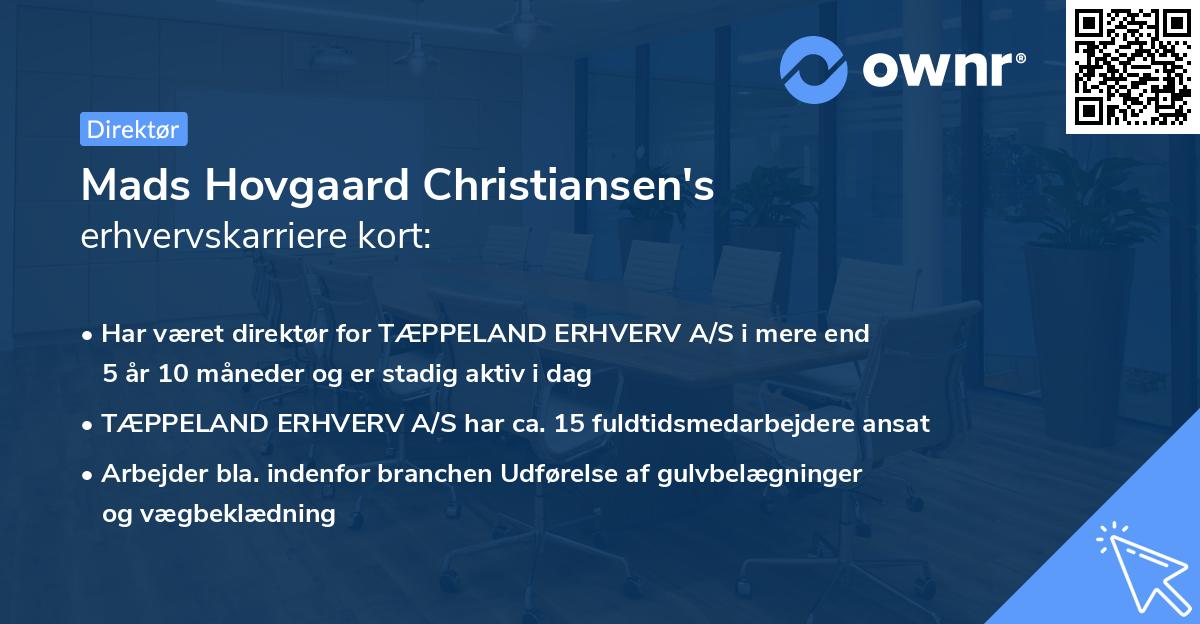 Mads Hovgaard Christiansen's erhvervskarriere kort