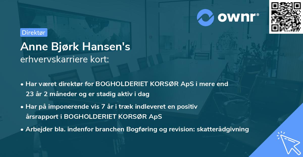 Anne Bjørk Hansen's erhvervskarriere kort