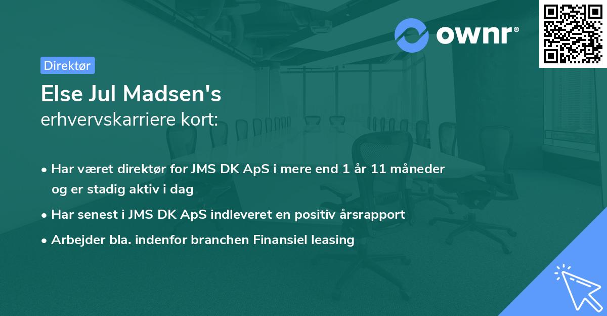 Else Jul Madsen's erhvervskarriere kort