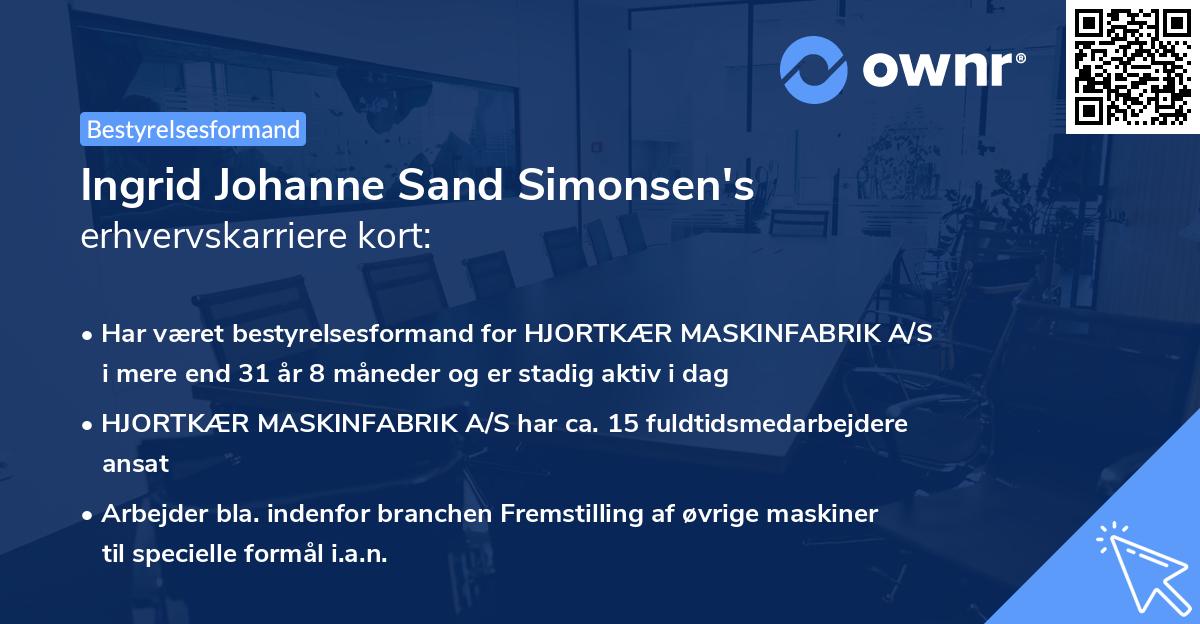 Ingrid Johanne Sand Simonsen's erhvervskarriere kort