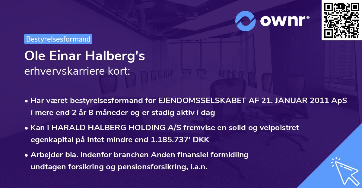 Ole Einar Halberg's erhvervskarriere kort