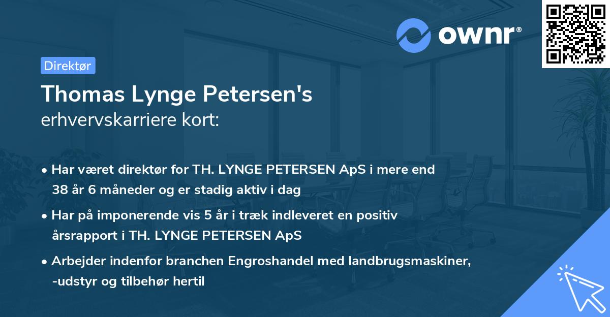 Thomas Lynge Petersen's erhvervskarriere kort