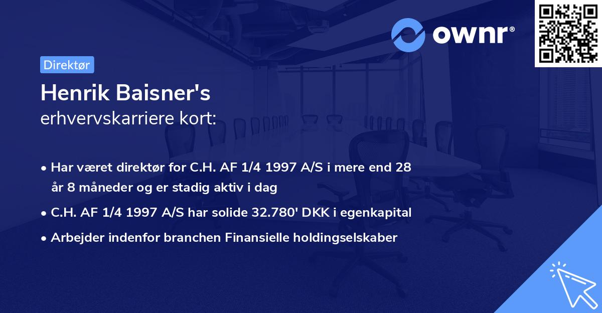 Henrik Baisner's erhvervskarriere kort