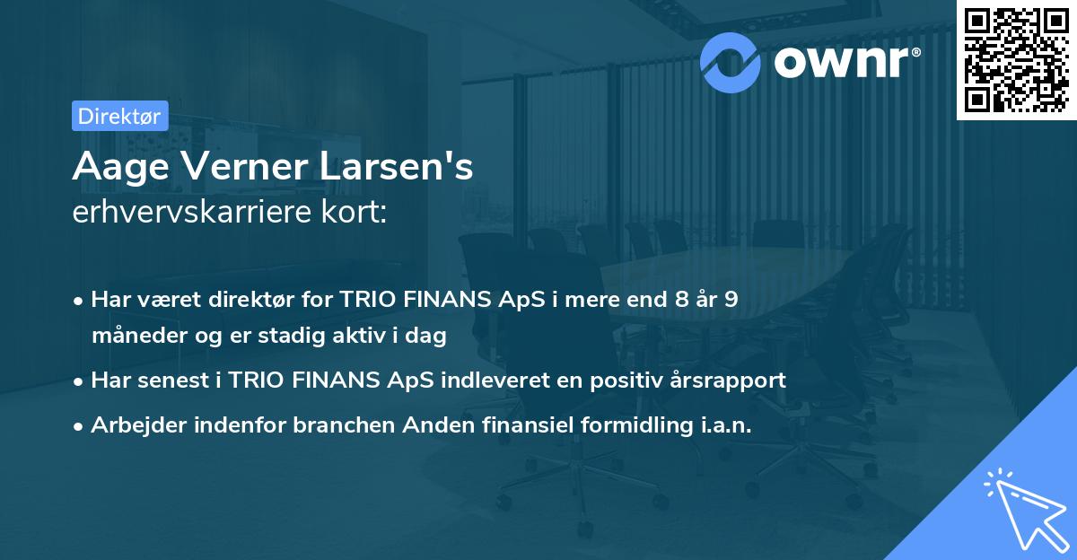 Aage Verner Larsen's erhvervskarriere kort