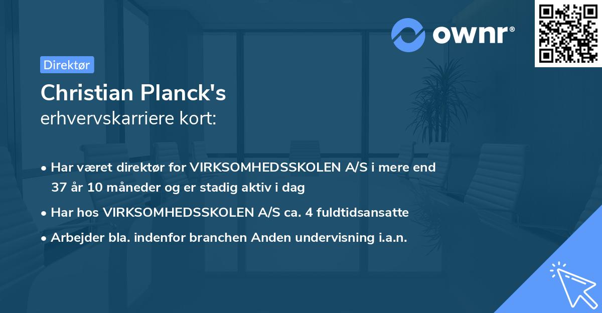 Christian Planck's erhvervskarriere kort