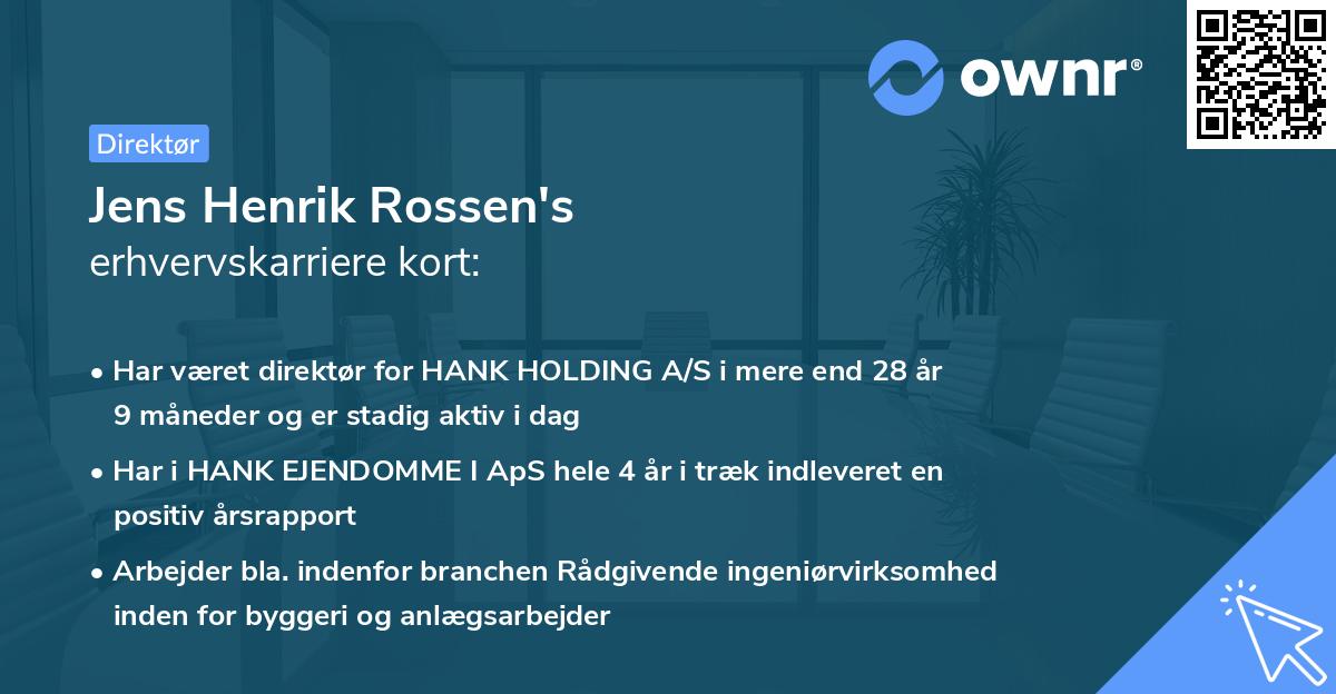 Jens Henrik Rossen's erhvervskarriere kort