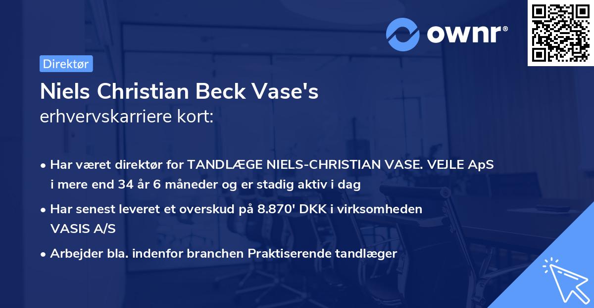 Niels Christian Beck Vase's erhvervskarriere kort