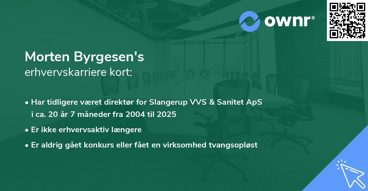 Morten Byrgesen's erhvervskarriere kort