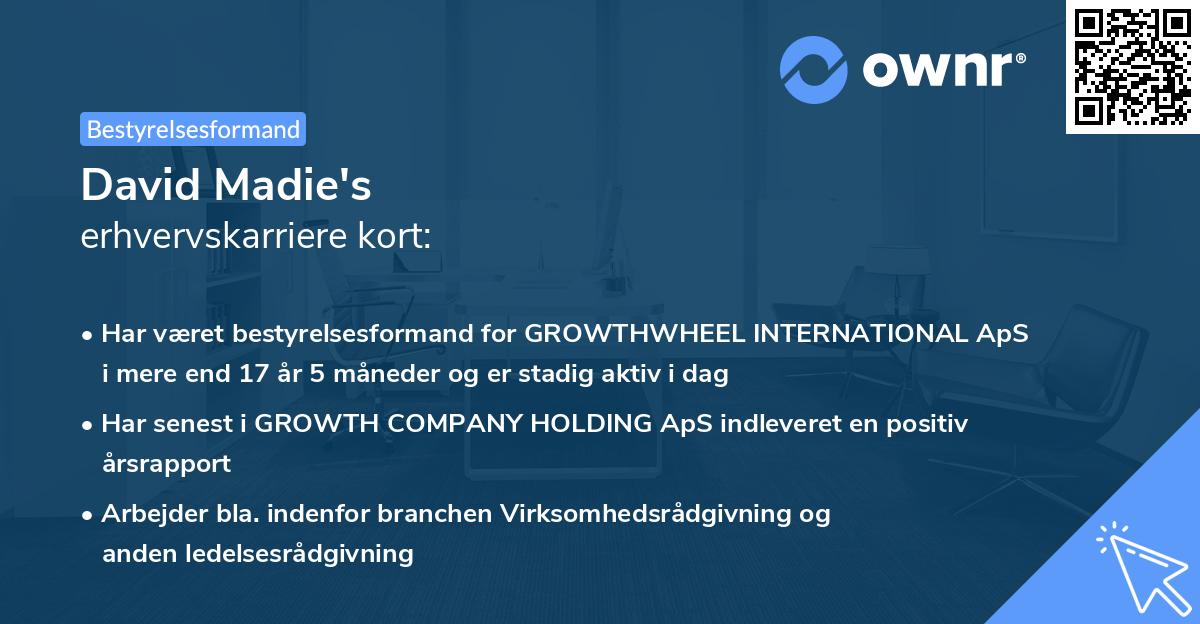 David Madie's erhvervskarriere kort