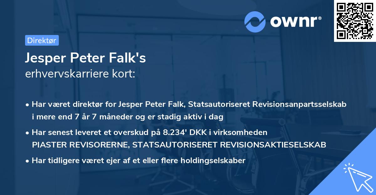 Jesper Peter Falk's erhvervskarriere kort