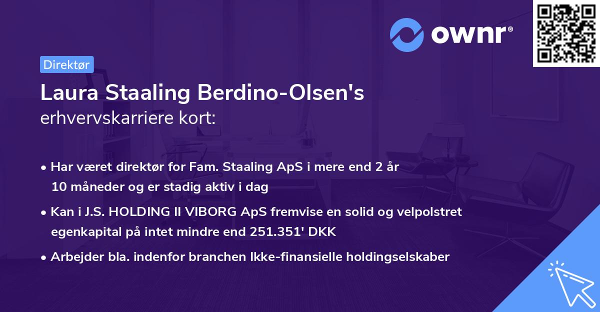 Laura Staaling Berdino-Olsen's erhvervskarriere kort