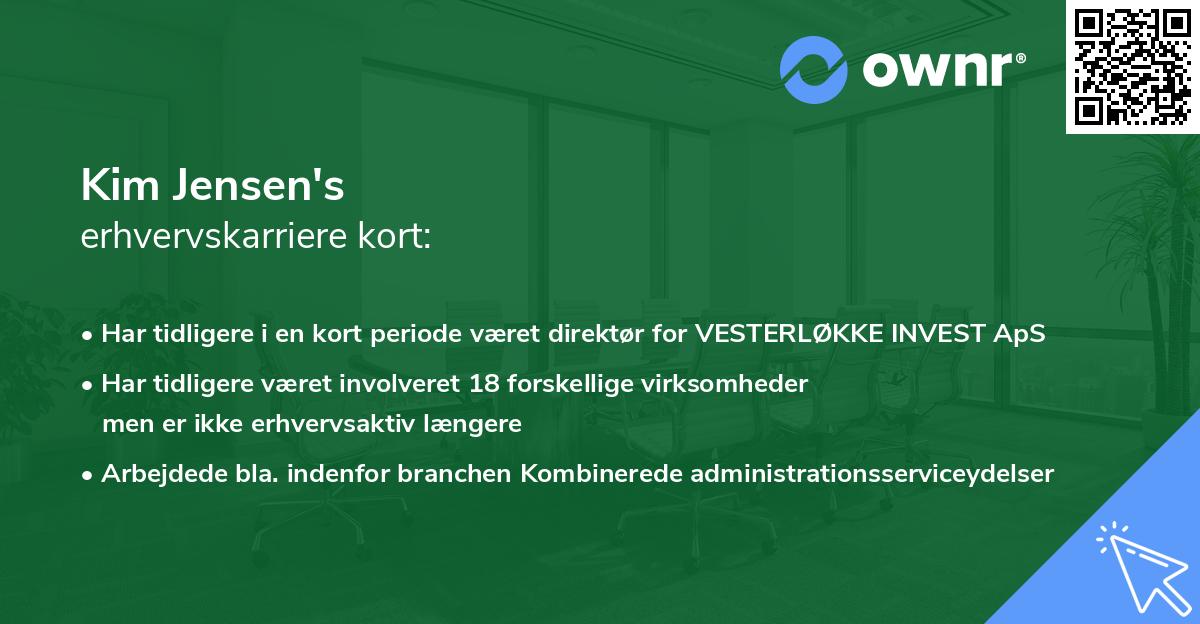 Kim Jensen's erhvervskarriere kort