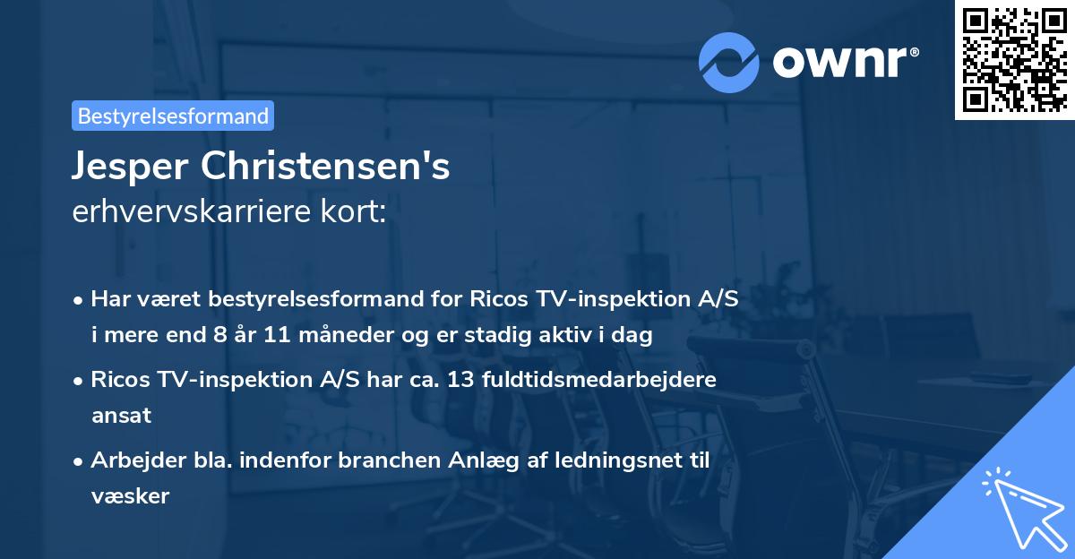 Jesper Christensen's erhvervskarriere kort