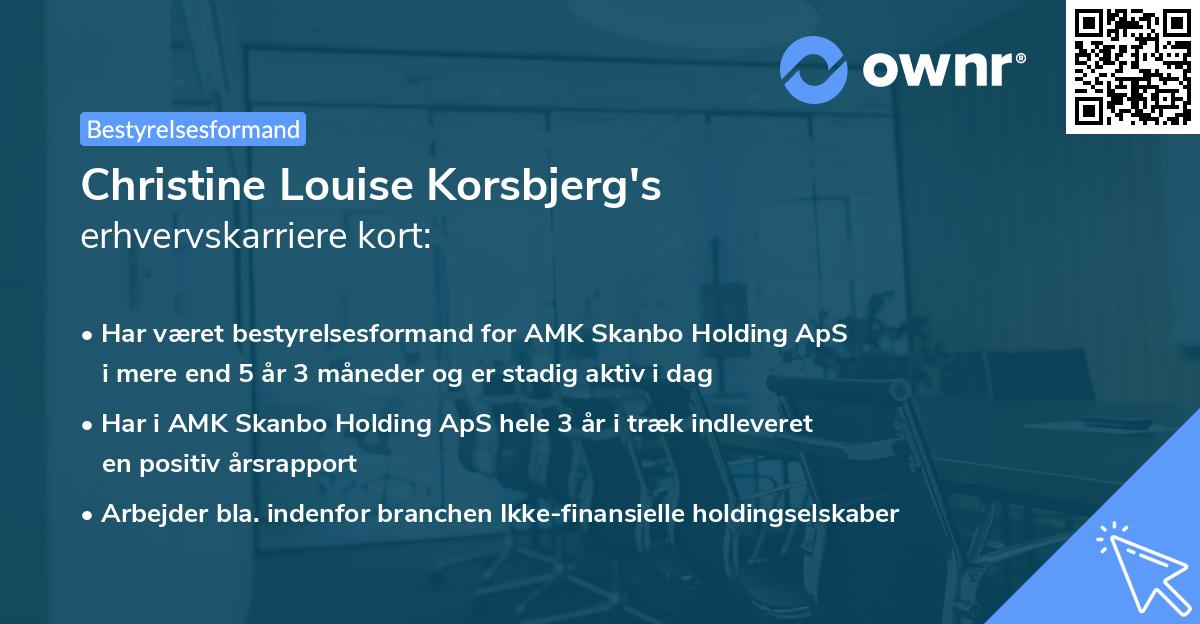 Christine Louise Korsbjerg's erhvervskarriere kort