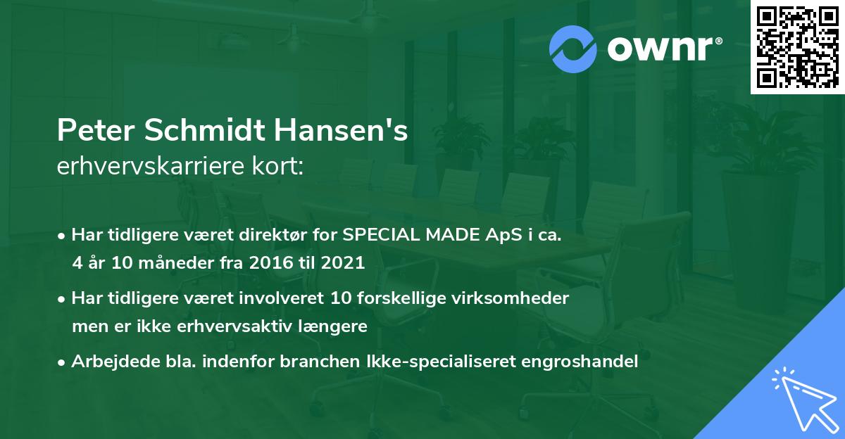 Peter Schmidt Hansen's erhvervskarriere kort