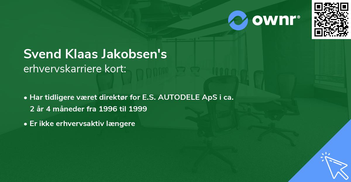 Svend Klaas Jakobsen's erhvervskarriere kort
