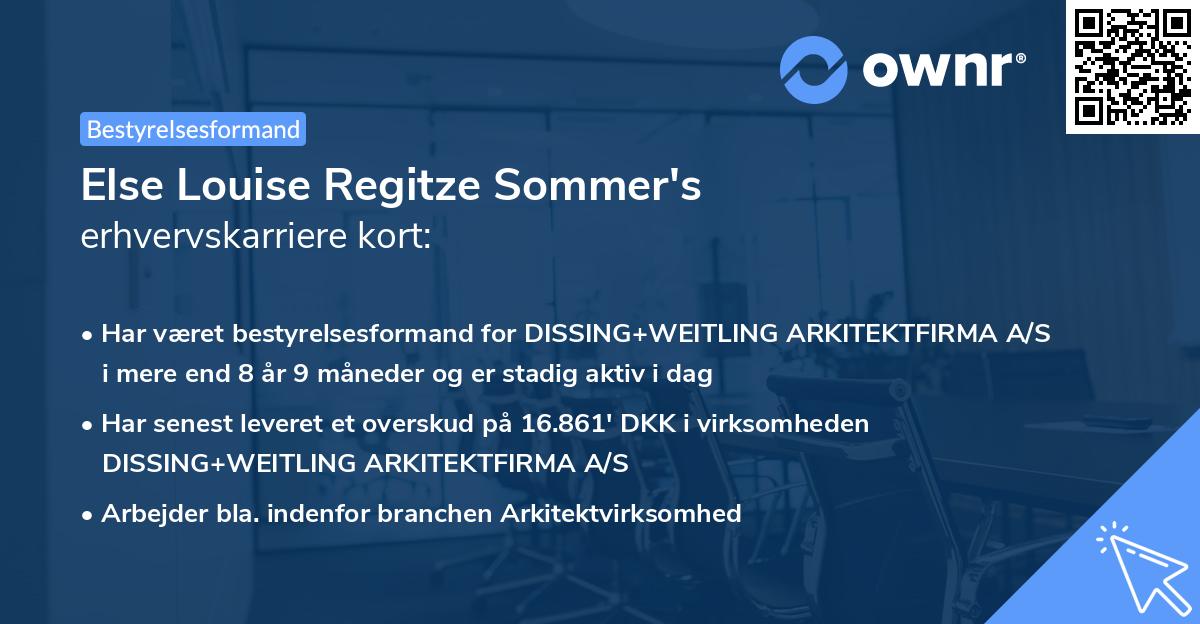 Else Louise Regitze Sommer's erhvervskarriere kort