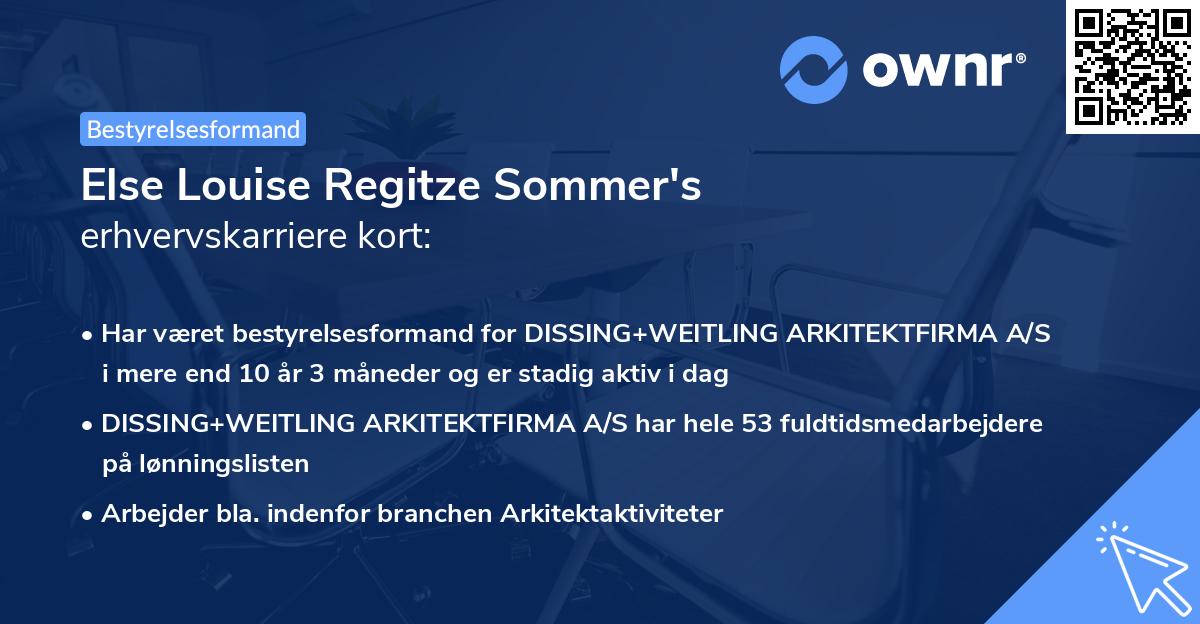 Else Louise Regitze Sommer's erhvervskarriere kort