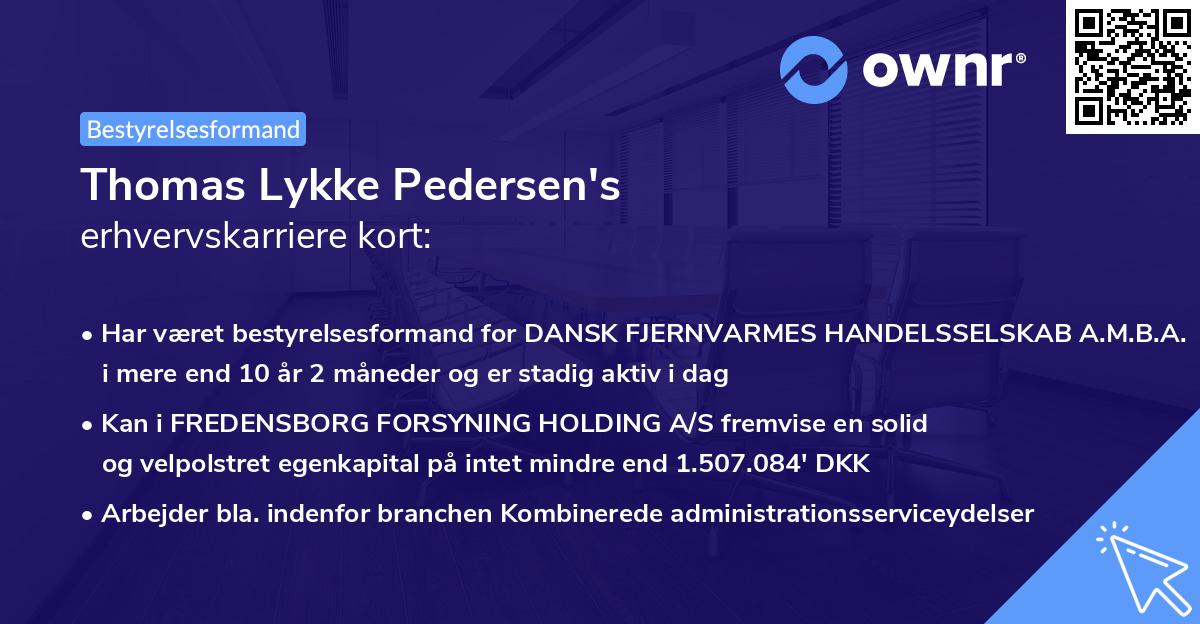 Thomas Lykke Pedersen's erhvervskarriere kort