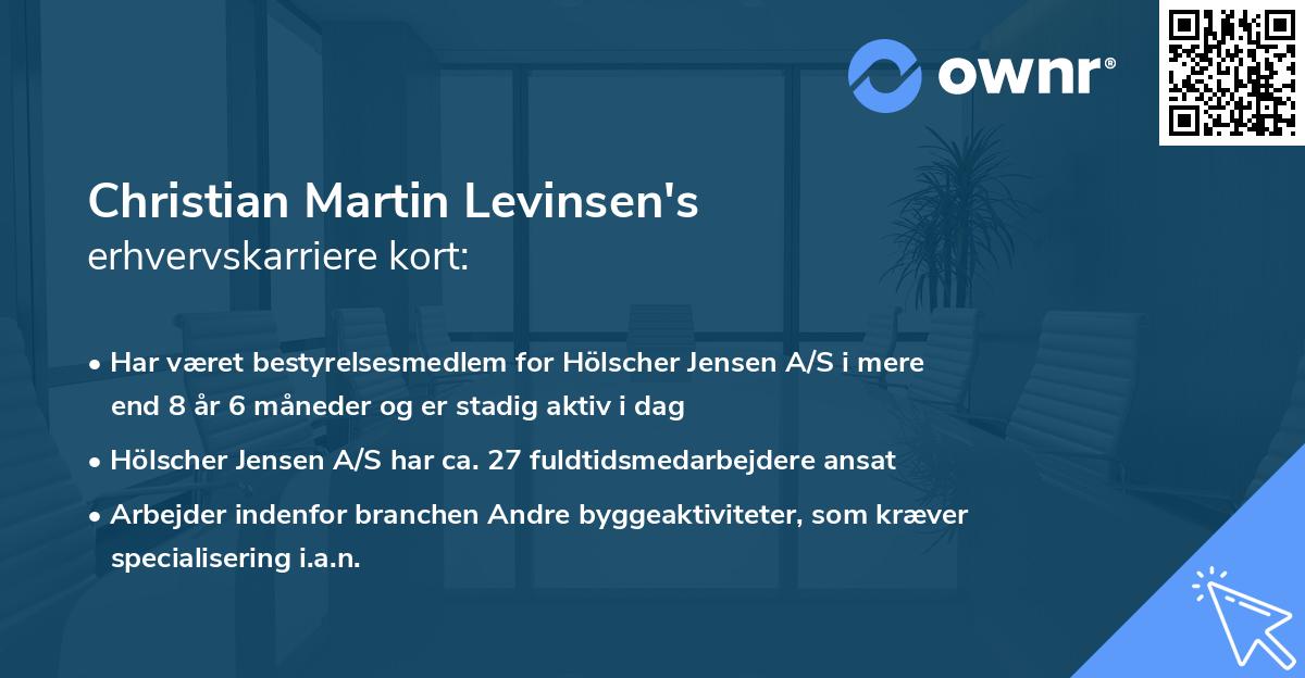 Christian Martin Levinsen's erhvervskarriere kort