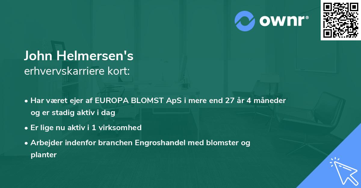 John Helmersen's erhvervskarriere kort