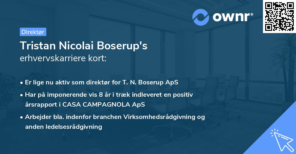 Tristan Nicolai Boserup's erhvervskarriere kort