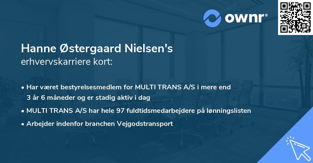 Hanne Østergaard Nielsen's erhvervskarriere kort
