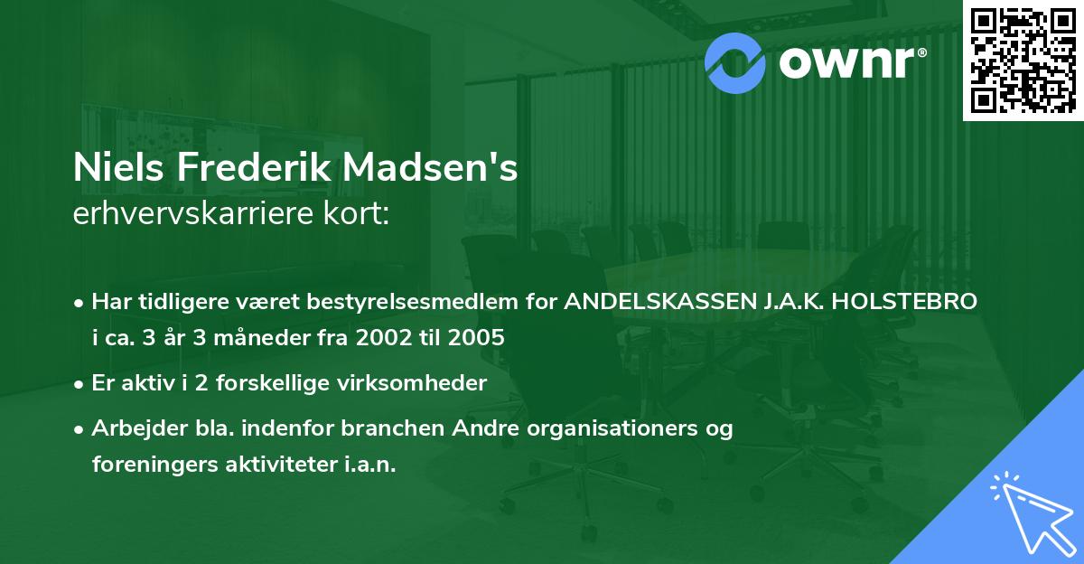 Niels Frederik Madsen's erhvervskarriere kort