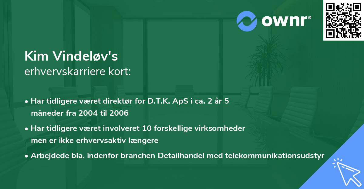 Kim Vindeløv's erhvervskarriere kort