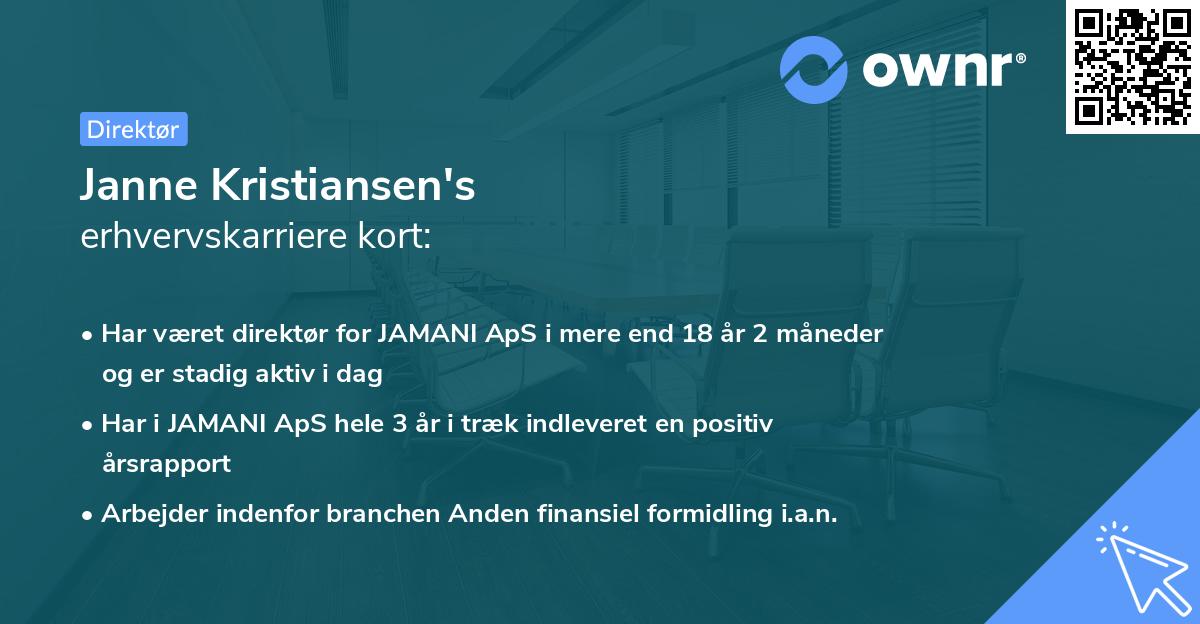 Janne Kristiansen's erhvervskarriere kort