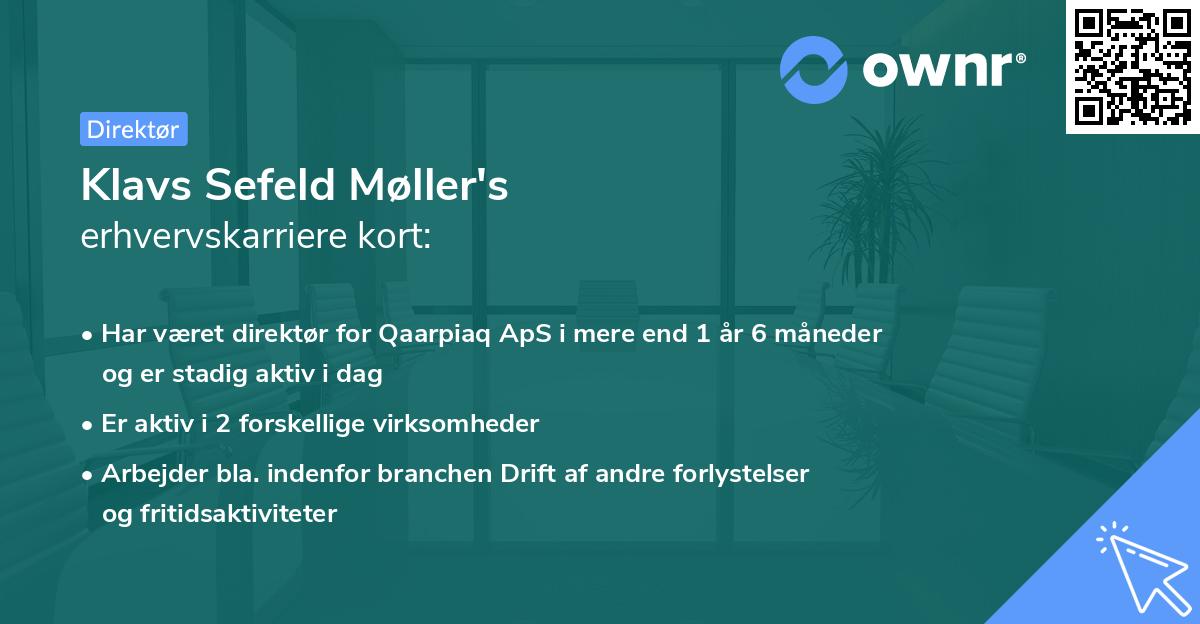 Klavs Sefeld Møller's erhvervskarriere kort