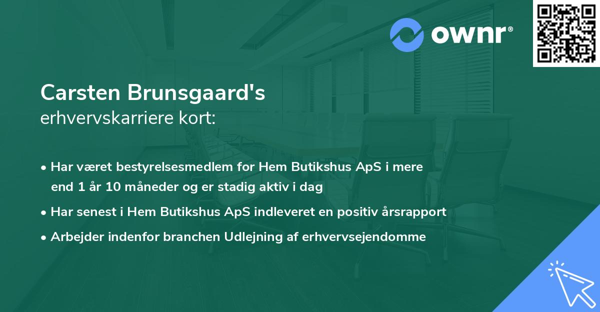 Carsten Brunsgaard's erhvervskarriere kort