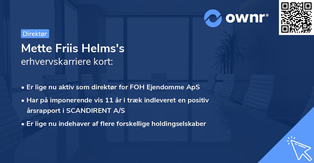 Mette Friis Helms's erhvervskarriere kort