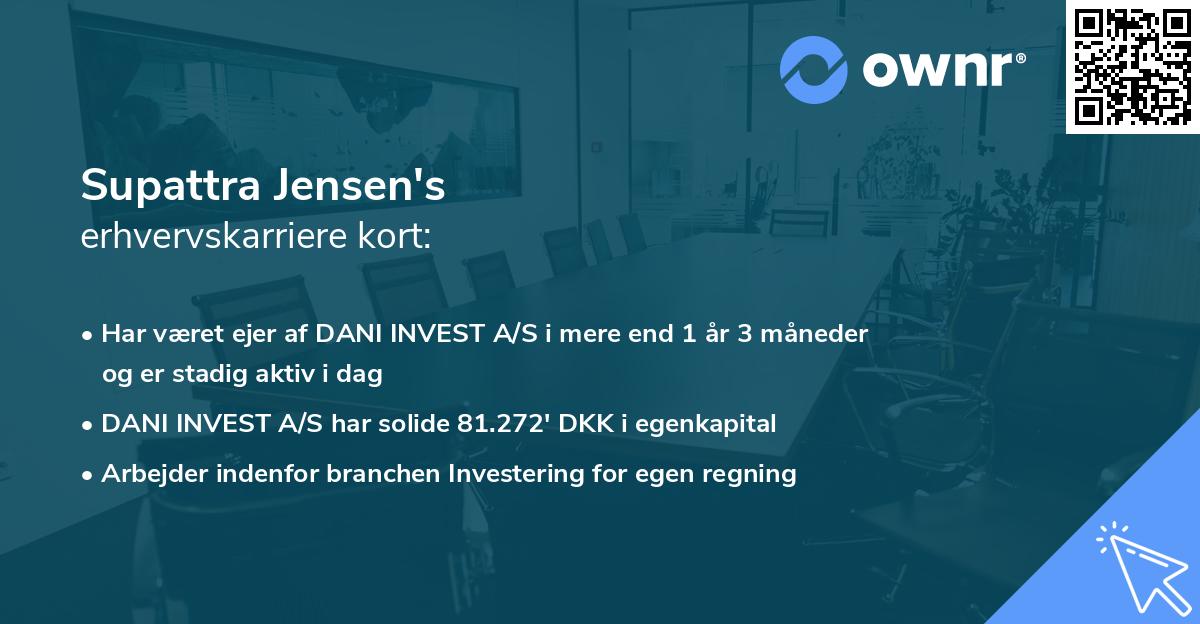 Supattra Jensen's erhvervskarriere kort