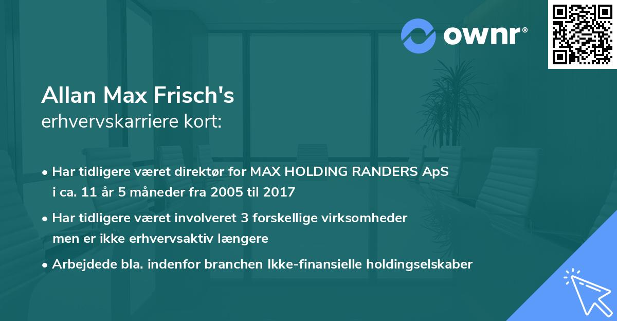Allan Max Frisch's erhvervskarriere kort
