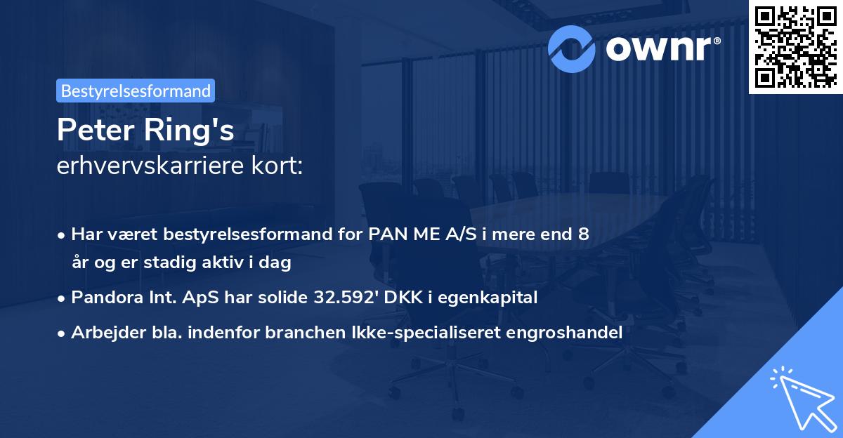 Peter Ring's erhvervskarriere kort