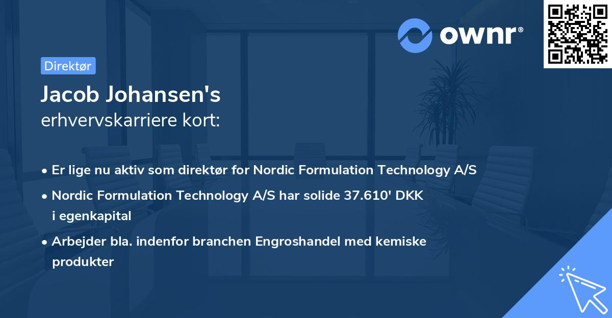 Jacob Johansen's erhvervskarriere kort