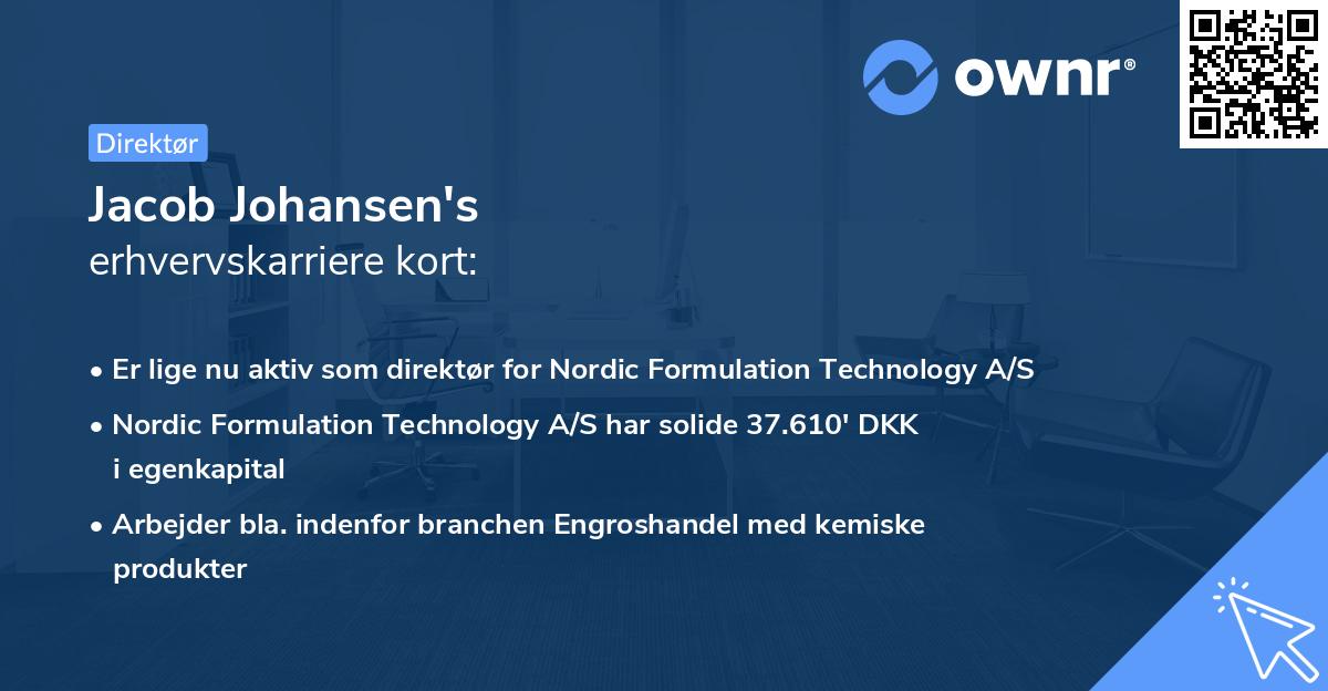 Jacob Johansen's erhvervskarriere kort