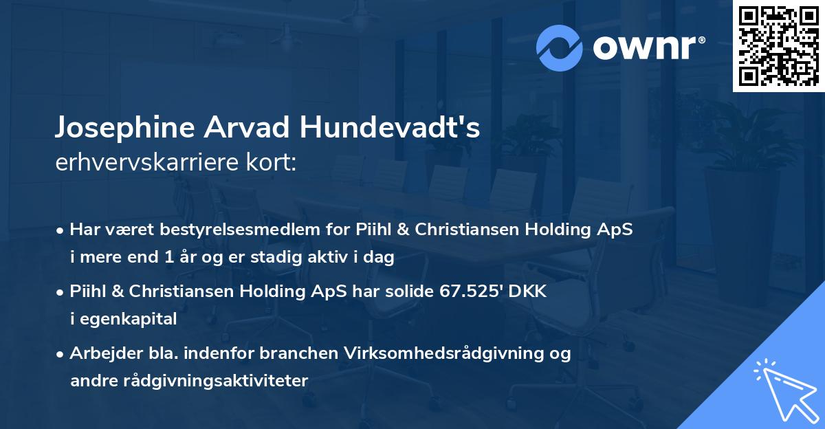 Josephine Arvad Hundevadt's erhvervskarriere kort